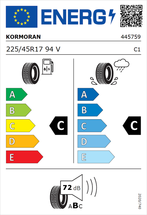 Tyre Label for Kormoran Ultra High Performance 225/45R17 94V