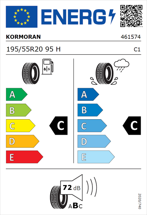 Tyre Label for Kormoran Ultra High Performance 195/55R20 95H